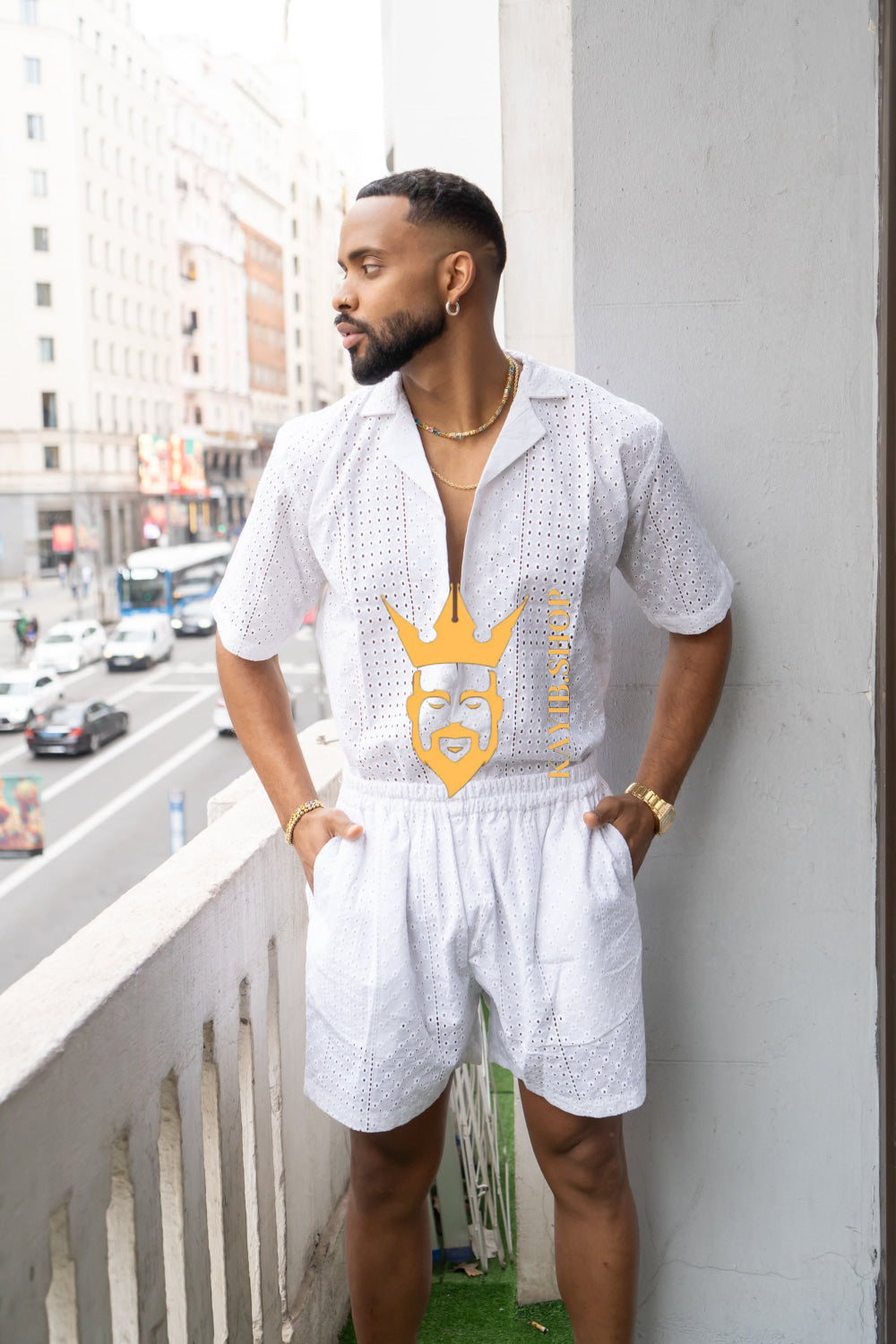 Fashion  Spring/Summer Men's Lace Two-Piece Clothing