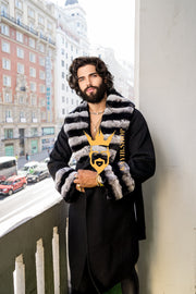 Fashion Luxury Handmade Premium Cashmere & wool Real Fur Coats with Rex Rabbit Fur Colllar - kayibstrore