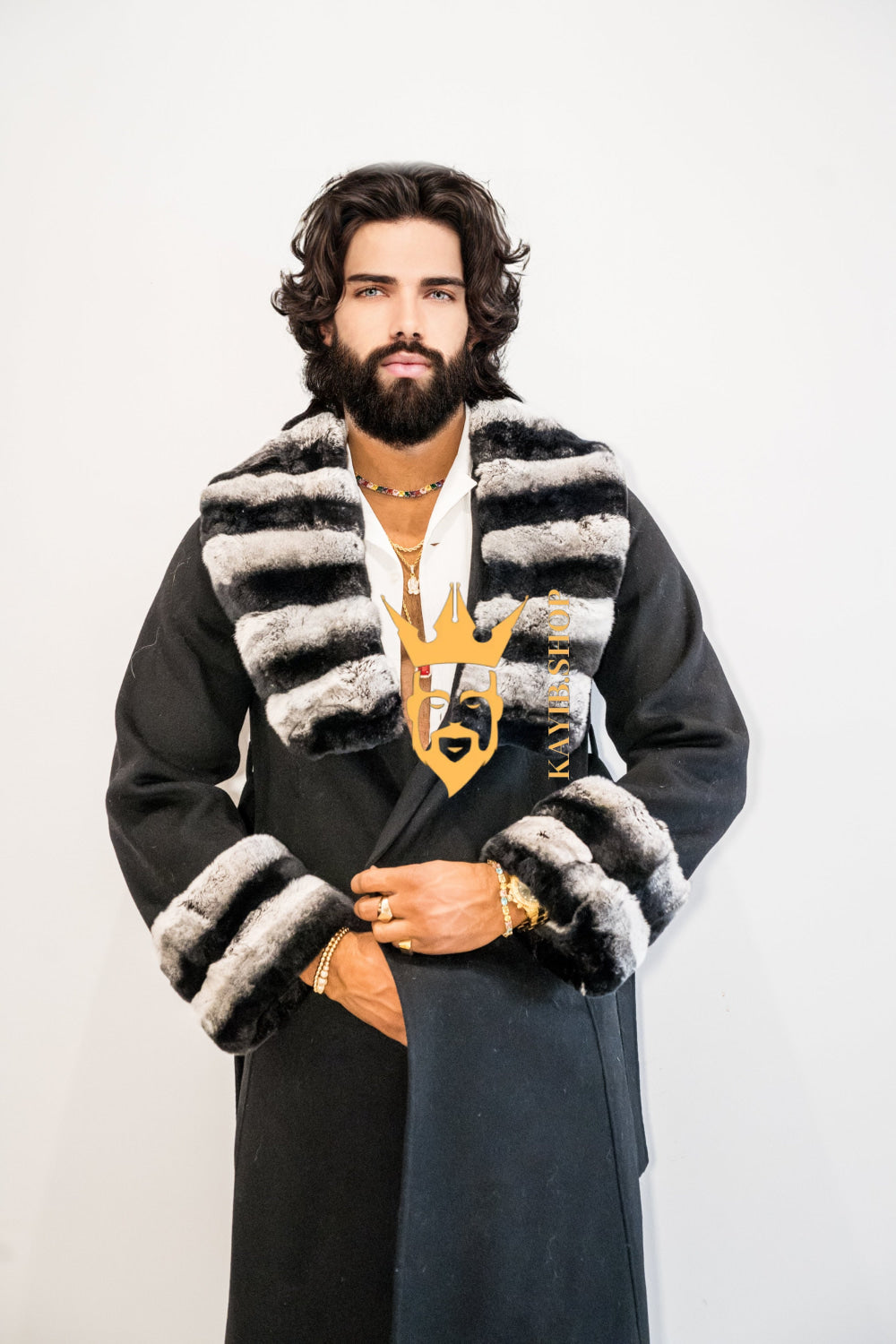 Winter Fashion Luxury Handmade Premium Cashmere & wool Real Fur Coats with Rex Rabbit Fur Colllar