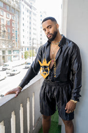 Men's Apparel Silk Shirt Set - Elevate Your Style with Pure Luxury - Hand-Sewn for Impeccable Quality - kayibstrore