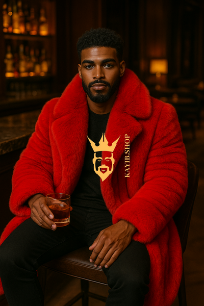 Men’s Natural Long Fox Fur Coat – Genuine Luxury Winter Outwear