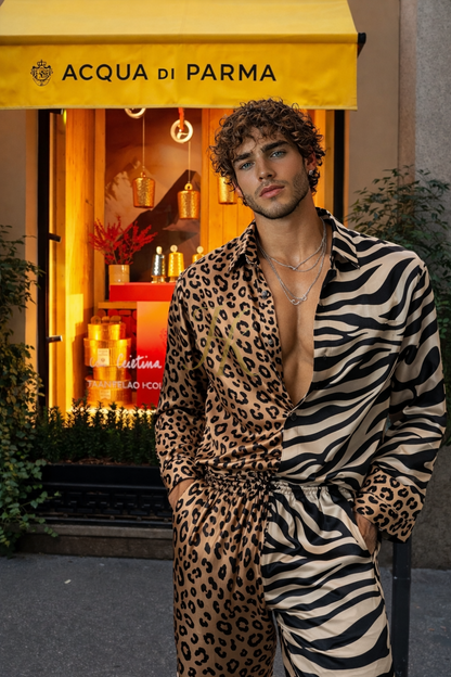 Velvet Eclipse Silk Set – Men’s Luxury Statement Shirt & Pants - kayibstrore