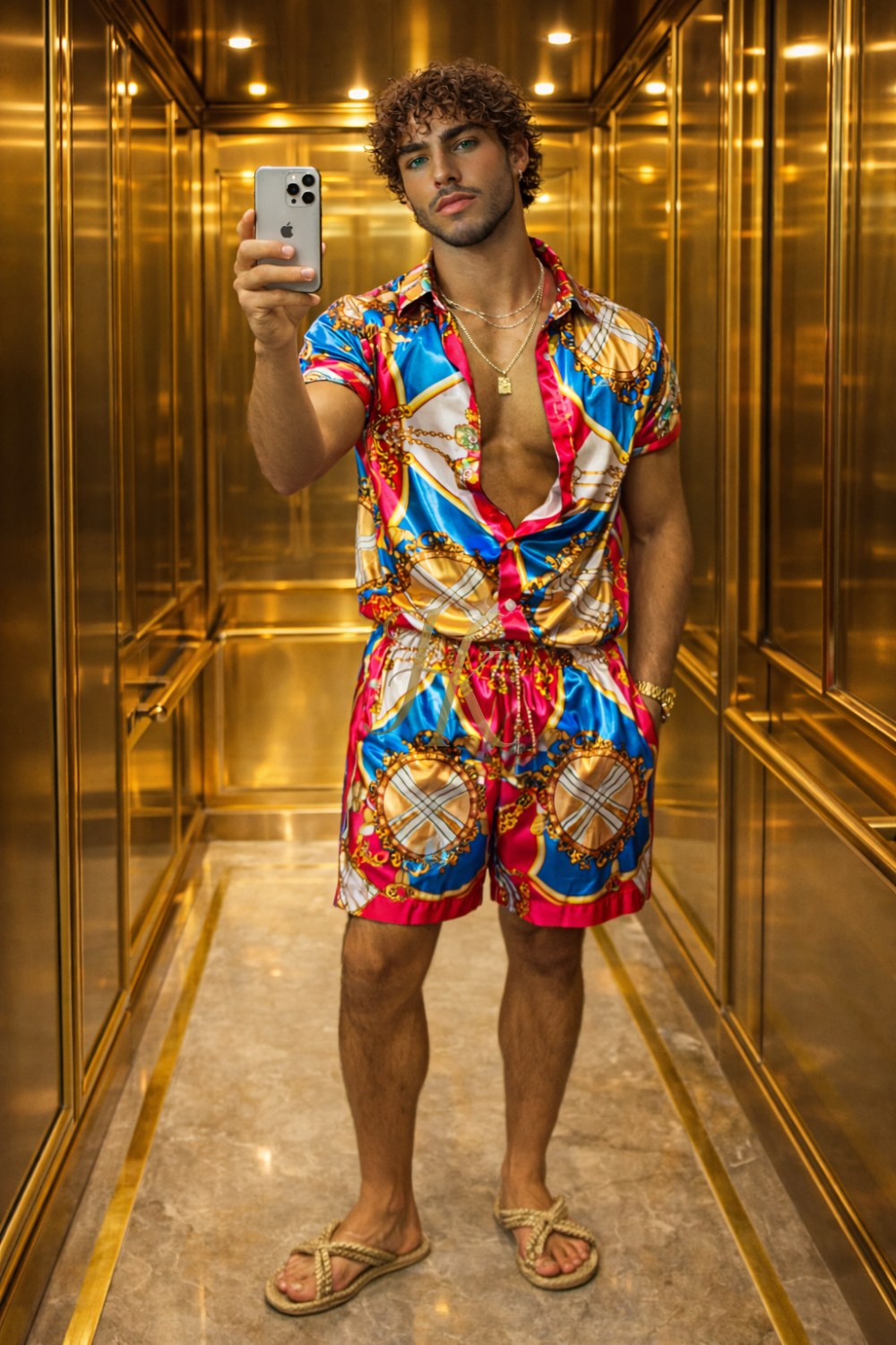 Luxury Men’s Silk Satin Set | Exclusive Shirt & Shorts Edition