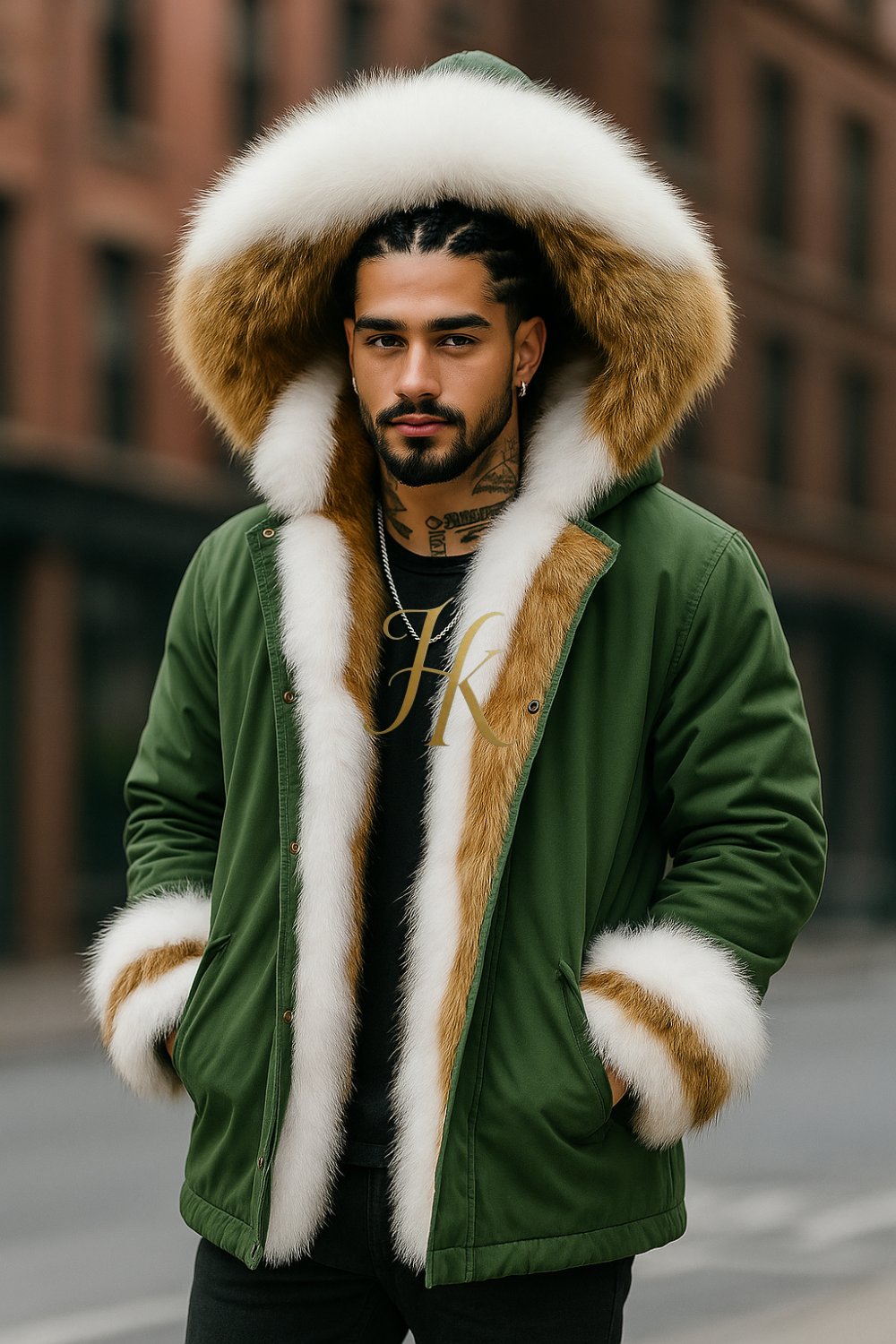 Men's Luxury handmade fox fur Coats Parka - Versatile Winter Protection for the Modern Man