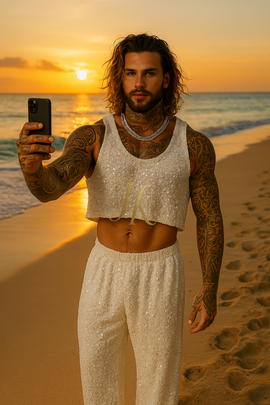 Conjunto de vestido de seda de lujo para hombre rojo