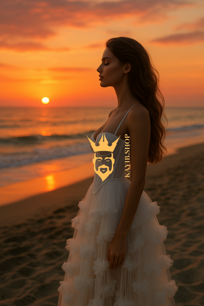 Women’s 2-Piece Dress Set – Irregular Crop Top & Maxi Ball Gown Skirt