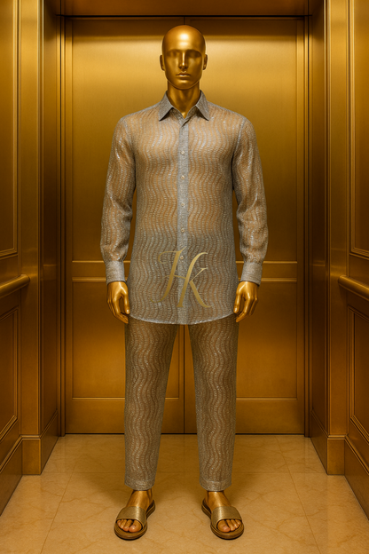 Conjunto de vestido de seda de lujo para hombre rojo