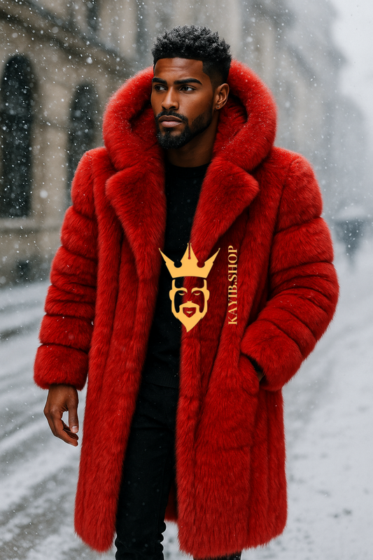 Men’s Natural Long Fox Fur Coat – Genuine Luxury Winter Outwear