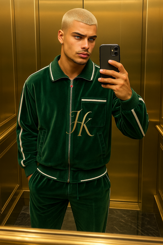 Men’s Luxury Tracksuit Set – CasinoBlank Paris Inspired Fleece Jacket & Track Pants