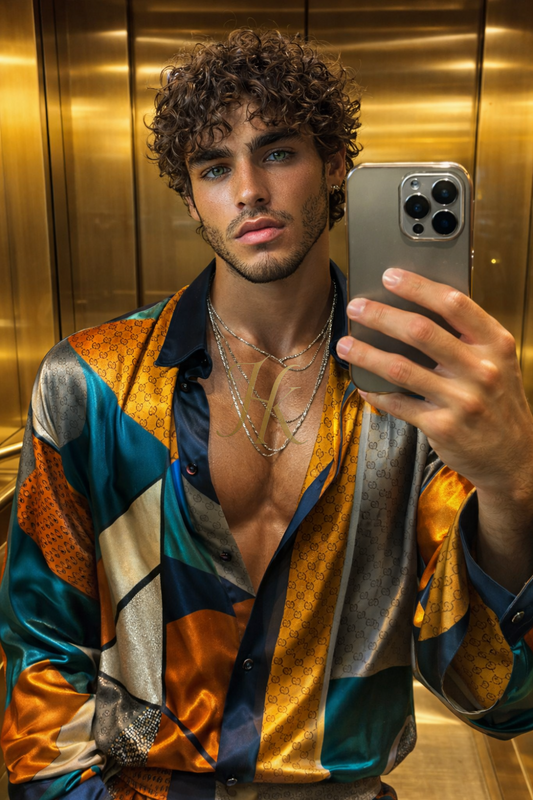 Premium Eclipse Silk Set – Men’s Luxury Statement Shirt & Pants (Copy)