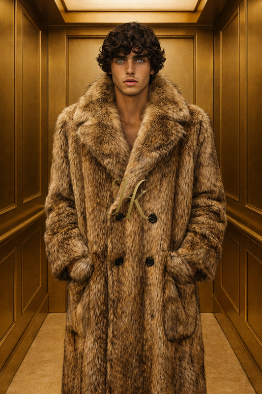 Men’s Oversized Luxury Faux Fur Coat – Long Colorful Thick Winter Designer Overcoat