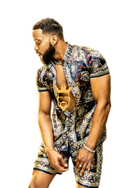 Men's Luxury silk shirt and shorts set 2 pcs - kayibstrore