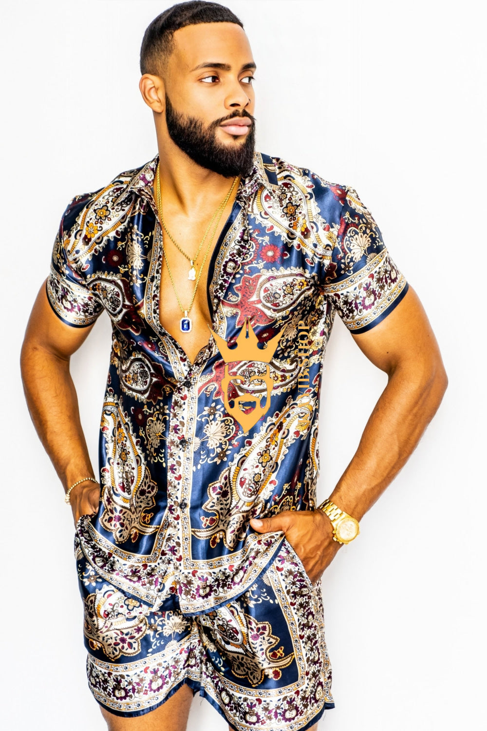 Men's Luxury silk shirt and shorts set 2 pcs – kayibstrore