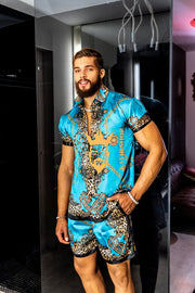 Luxurious Barocco Print Set - The Ultimate Summer Silk Outfit for Men - Tailored Fit and Personalized Measurements Included - kayibstrore