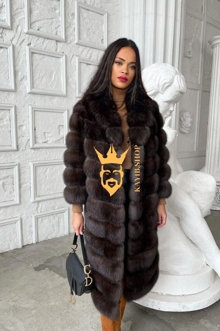 Luxury Tiger-Striped Raccoon Fur Short Coat - Stay Stylish and Warm with Oversized Sleeves - kayibstrore