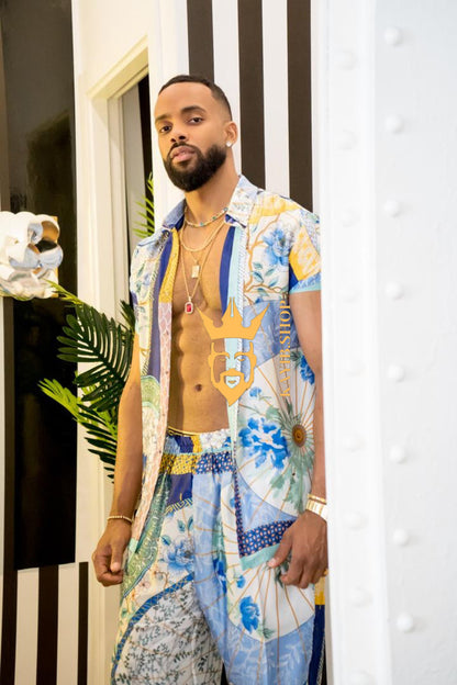 Luxury Summer Men's Silk Party Outfits set
