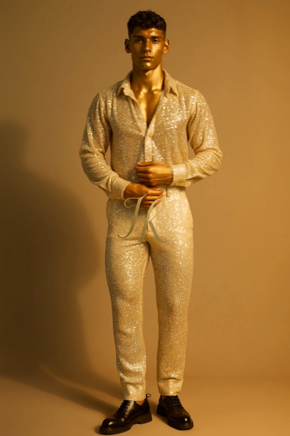 Conjunto de vestido de seda de lujo para hombre rojo