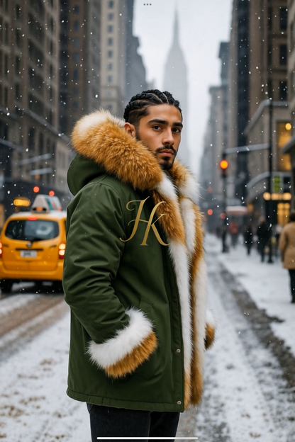 Men's Luxury handmade fox fur Coats Parka - Versatile Winter Protection for the Modern Man