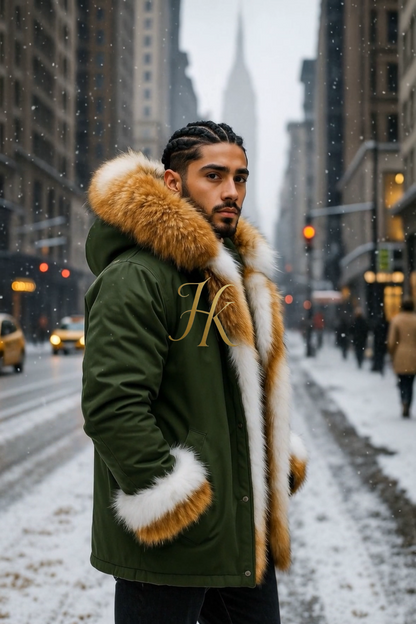 Men's Luxury handmade fox fur Coats Parka - Versatile Winter Protection for the Modern Man