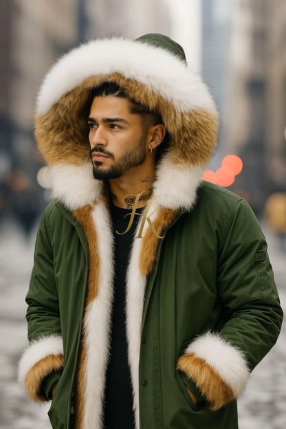 Men's Luxury handmade fox fur Coats Parka - Versatile Winter Protection for the Modern Man