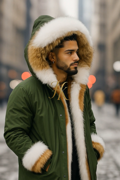 Men's Luxury handmade fox fur Coats Parka - Versatile Winter Protection for the Modern Man