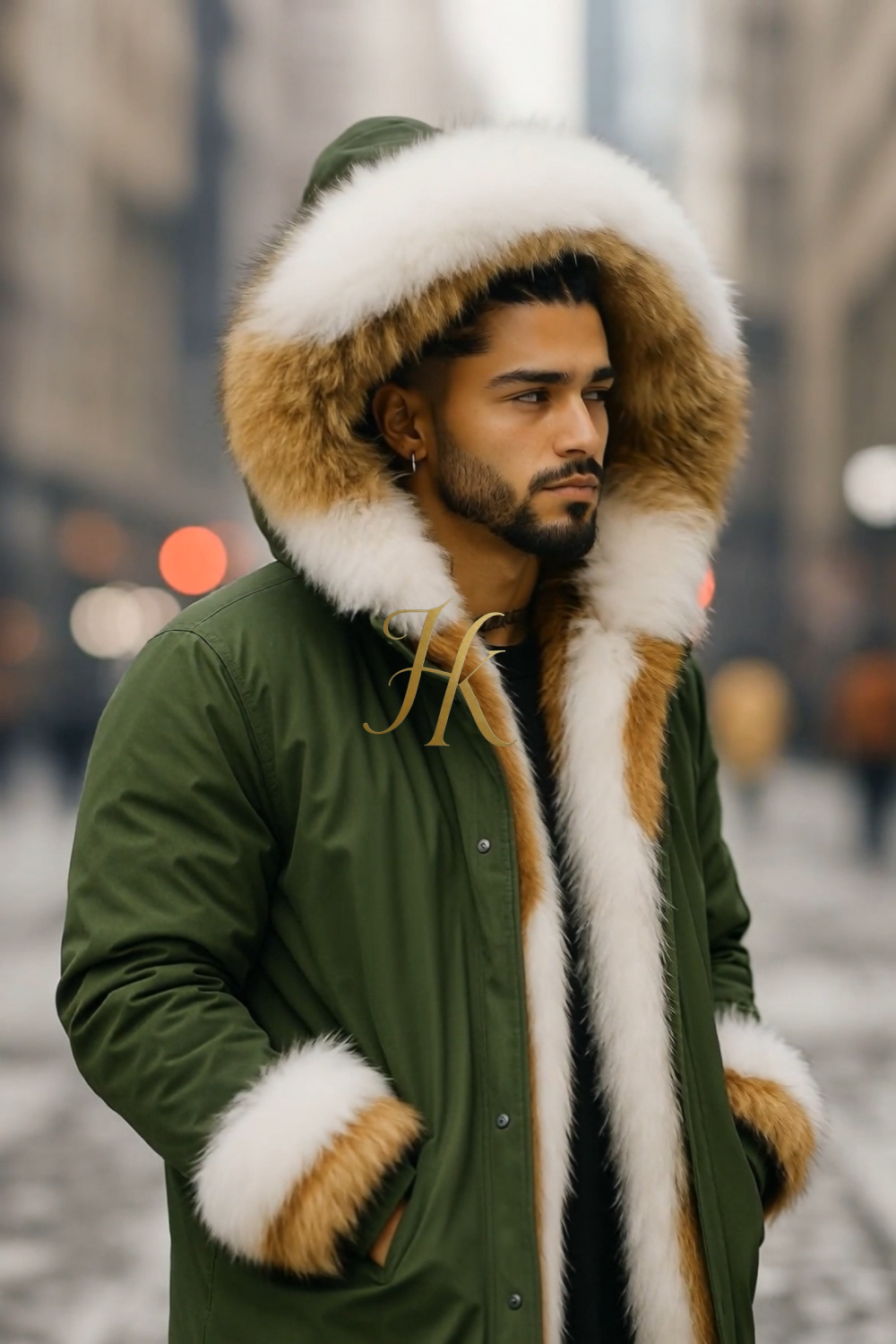 Men's Luxury handmade fox fur Coats Parka - Versatile Winter Protection for the Modern Man