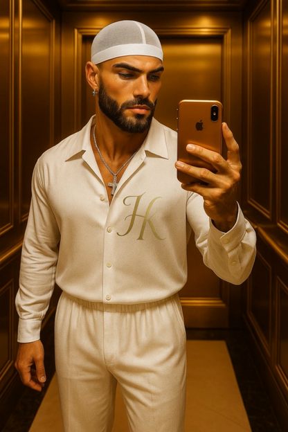 Conjunto de vestido de seda de lujo para hombre rojo