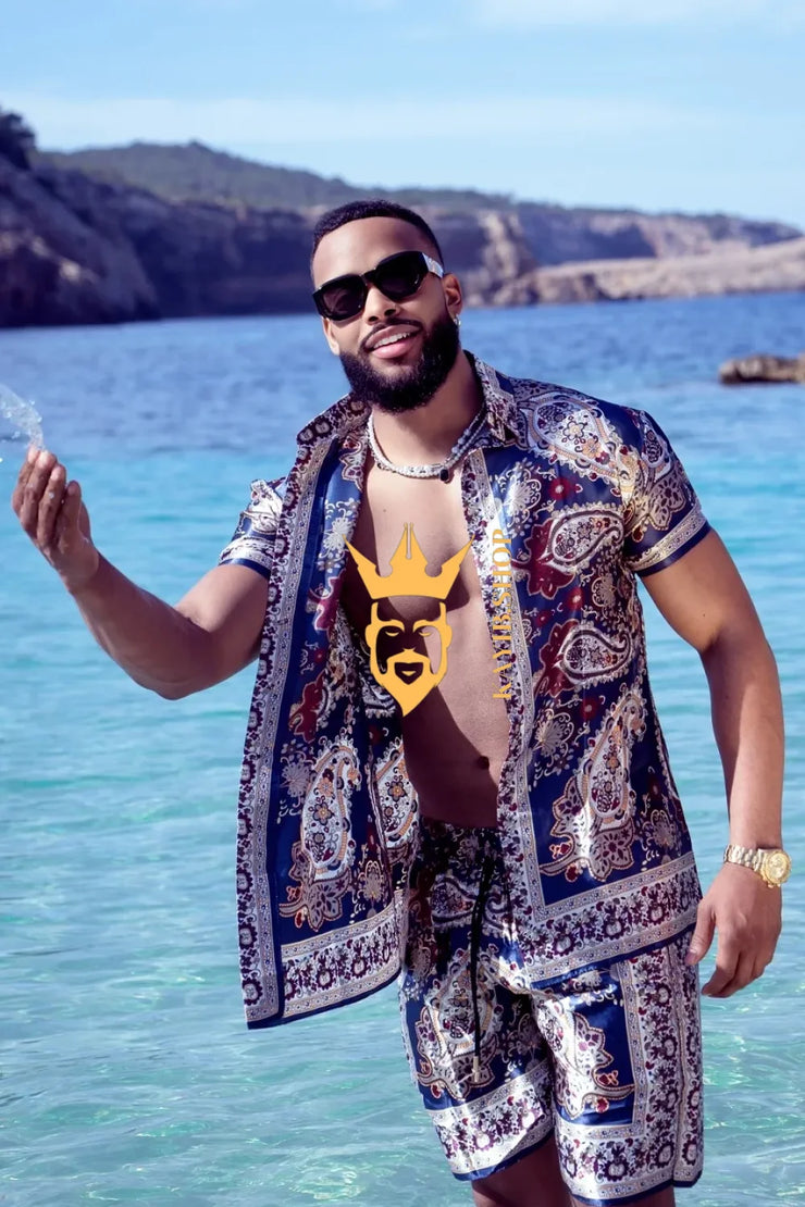 Boho Silk Shirt Set - Festival Outfit, Handmade Men&
