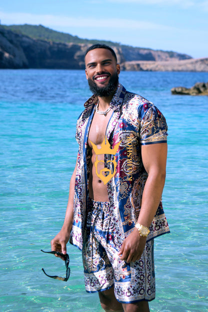 Men’s Luxury Silk Set – 100% Pure Mulberry Silk Shirt & Shorts | Limited Edition Outfit - kayibstrore