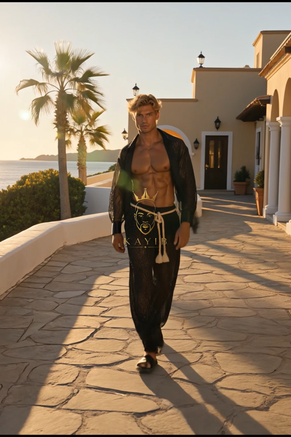 Midnight Noir Lace Set – Luxury Men’s Shirt & Pants