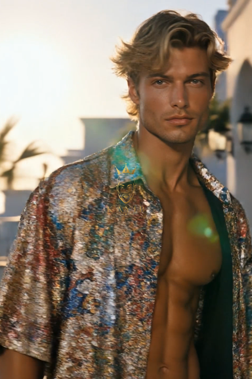 Mosaic Riviera Lace Set – Luxury Men’s Embroidered Shirt & Pants