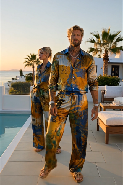 Couple Silk Outfit Set – Luxury Summer Fashion for Him & Her - kayibstrore