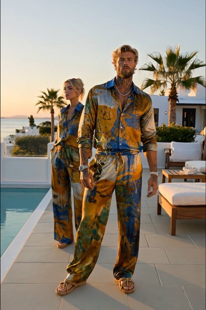 Couple Silk Outfit Set – Luxury Summer Fashion for Him & Her - kayibstrore