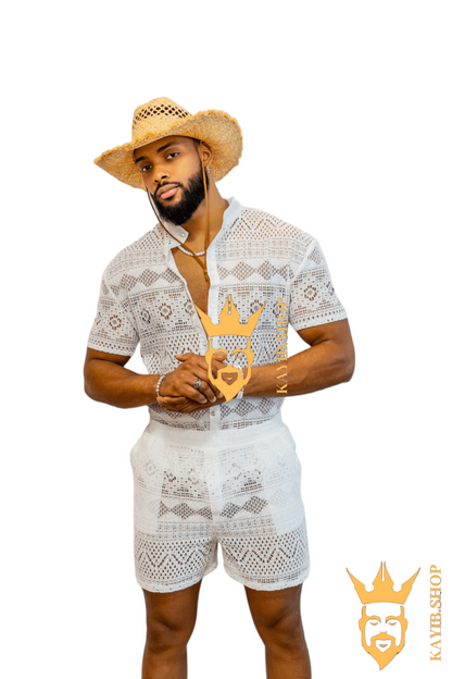 Luxurious Men's White Shirt and Shorts Set - Elevate Your Summer Style - Perfect for Any Occasion - kayibstrore