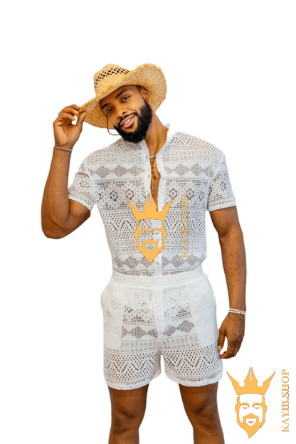 Luxurious Men's White Shirt and Shorts Set - Elevate Your Summer Style - Perfect for Any Occasion - kayibstrore