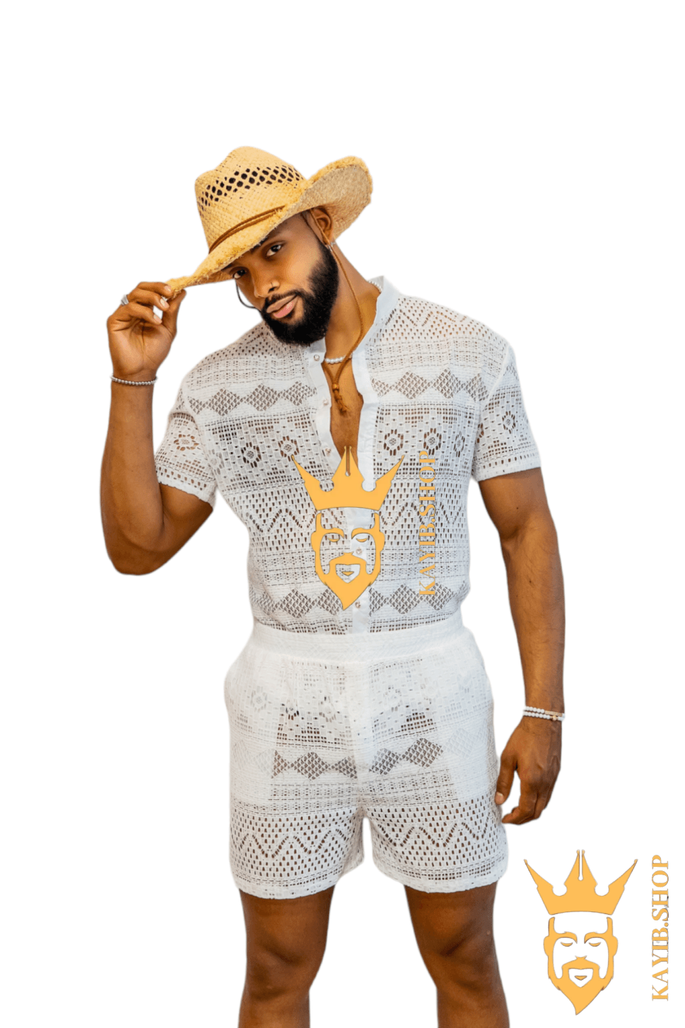 Luxurious Men's White Shirt and Shorts Set - Elevate Your Summer Style - Perfect for Any Occasion - kayibstrore