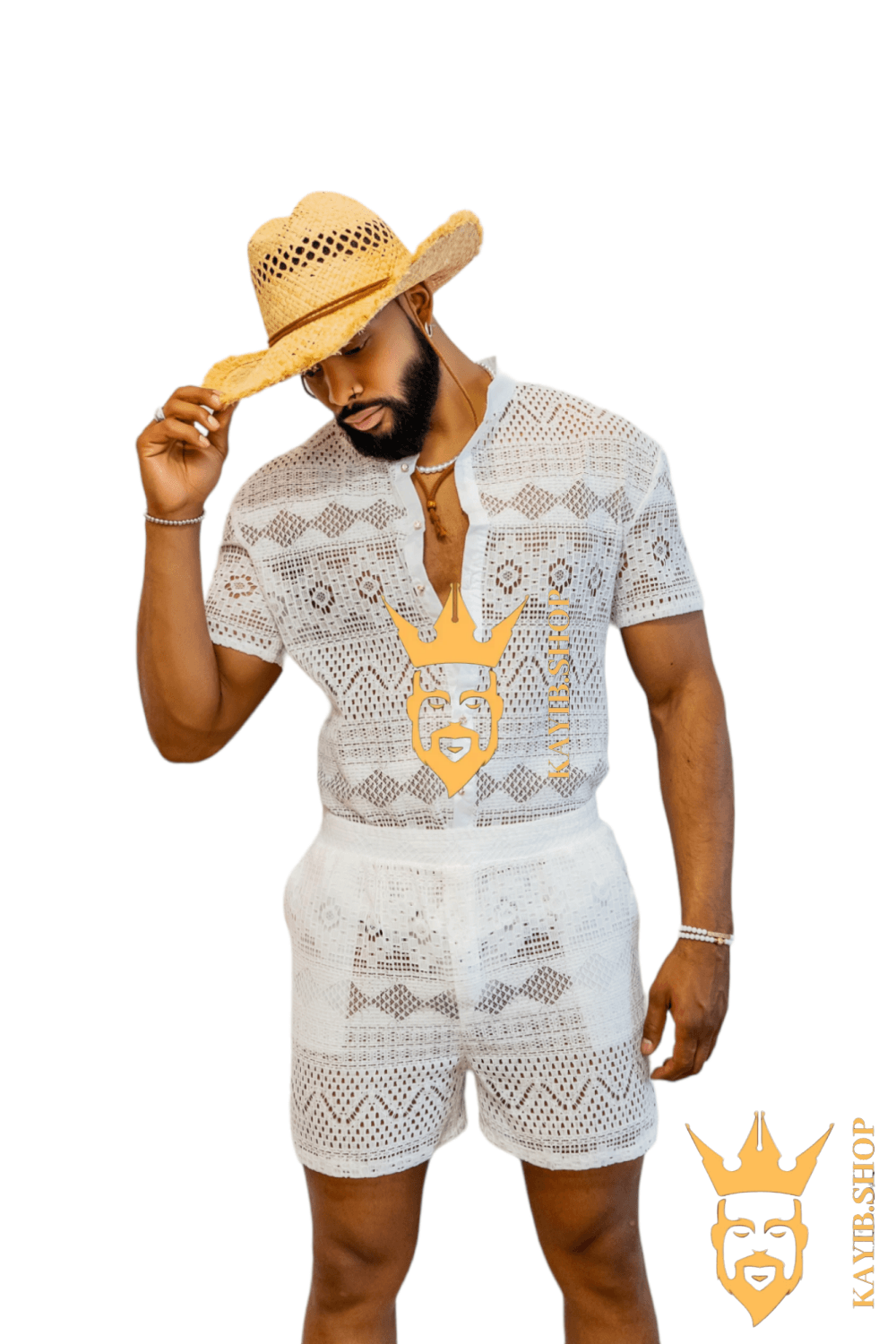 Luxurious Men's White Shirt and Shorts Set - Elevate Your Summer Style - Perfect for Any Occasion - kayibstrore