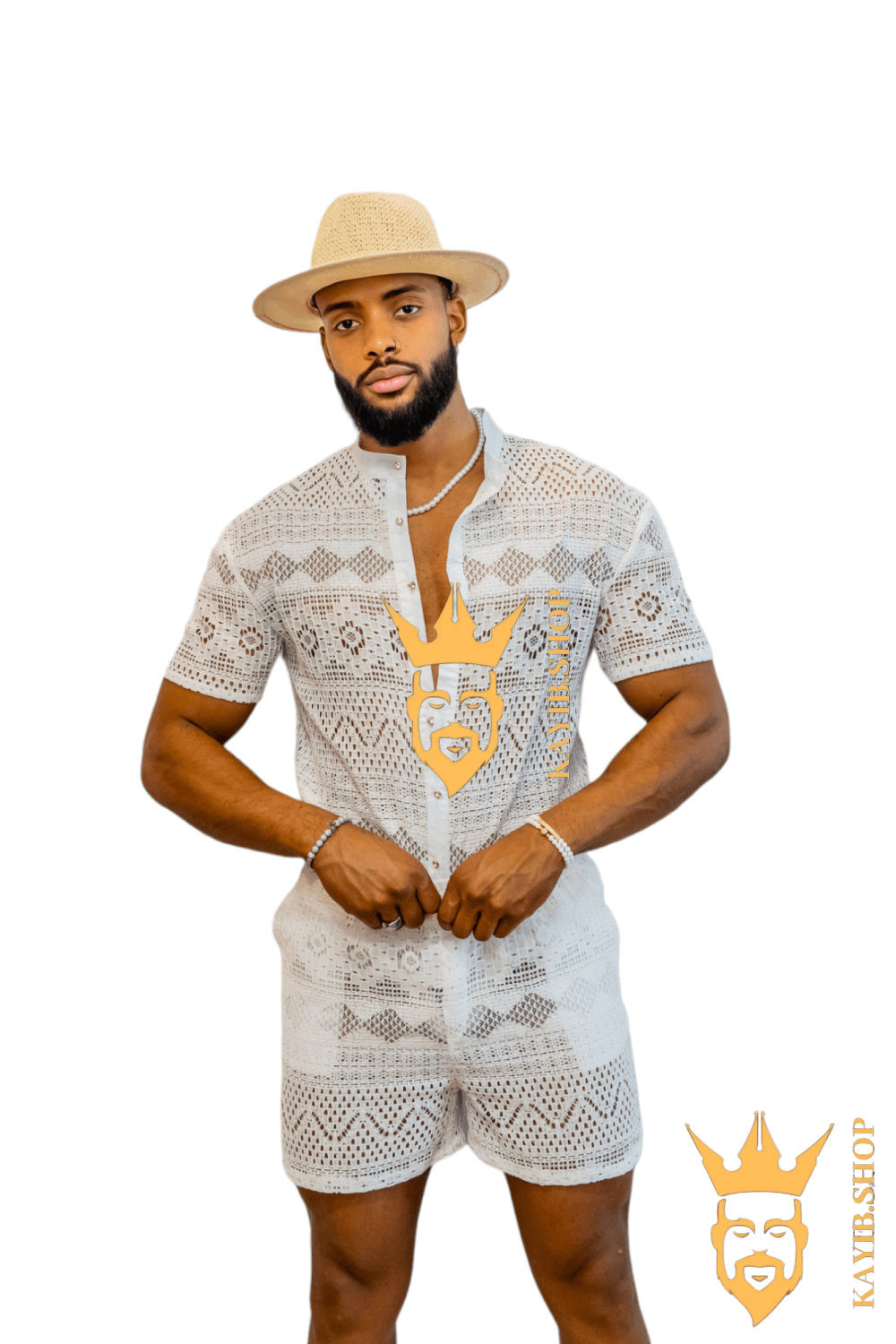 Luxurious Men's White Shirt and Shorts Set - Elevate Your Summer Style - Perfect for Any Occasion - kayibstrore