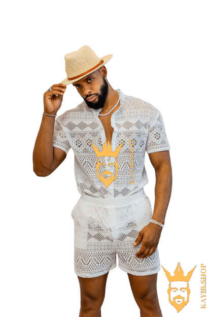 Luxurious Men's White Shirt and Shorts Set - Elevate Your Summer Style - Perfect for Any Occasion - kayibstrore