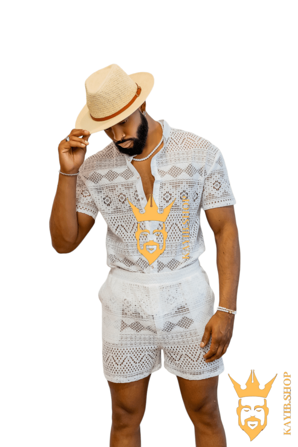 Luxurious Men's White Shirt and Shorts Set - Elevate Your Summer Style - Perfect for Any Occasion - kayibstrore