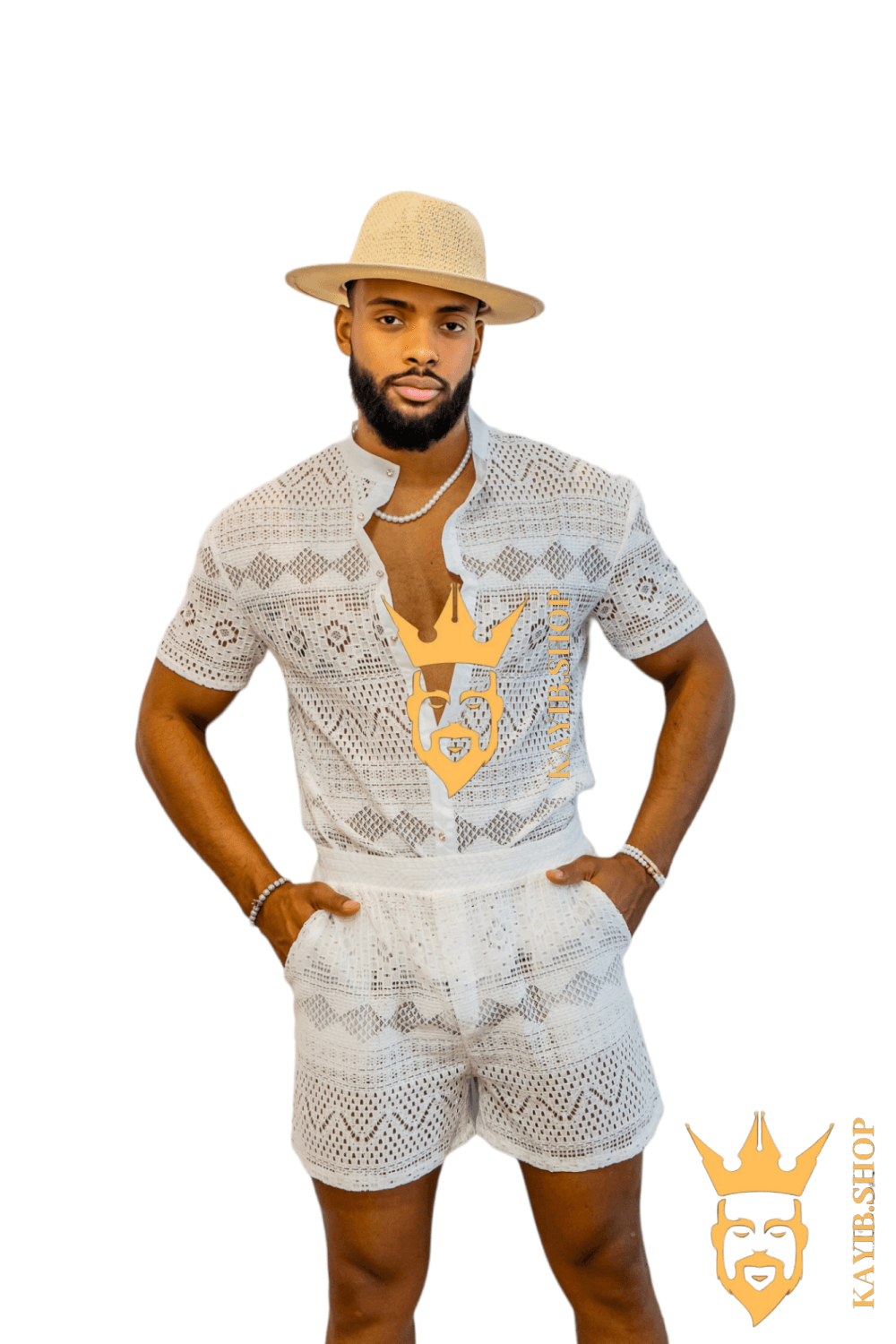 Luxurious Men's White Shirt and Shorts Set - Elevate Your Summer Style - Perfect for Any Occasion - kayibstrore