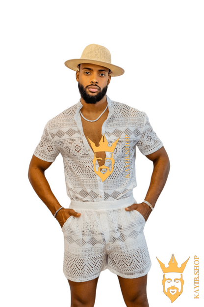 Luxurious Men's White Shirt and Shorts Set - Elevate Your Summer Style - Perfect for Any Occasion - kayibstrore