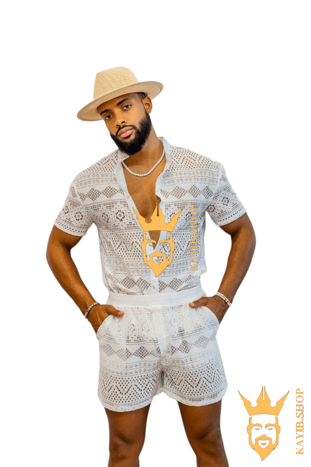 Luxurious Men's White Shirt and Shorts Set - Elevate Your Summer Style - Perfect for Any Occasion - kayibstrore