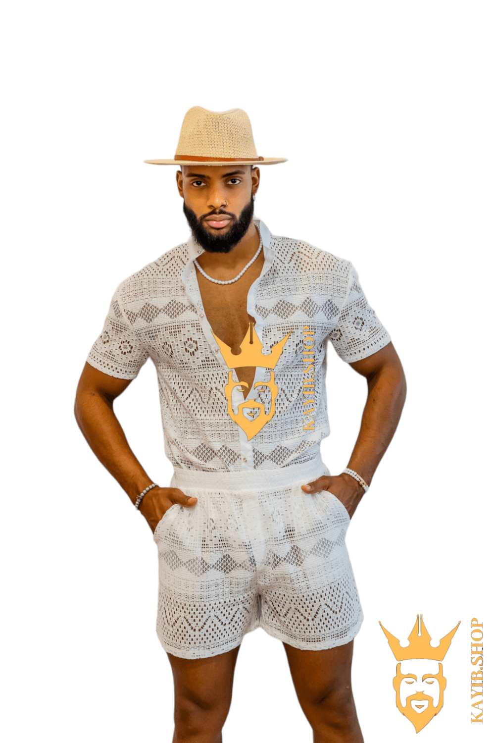 Luxurious Men's White Shirt and Shorts Set - Elevate Your Summer Style - Perfect for Any Occasion - kayibstrore