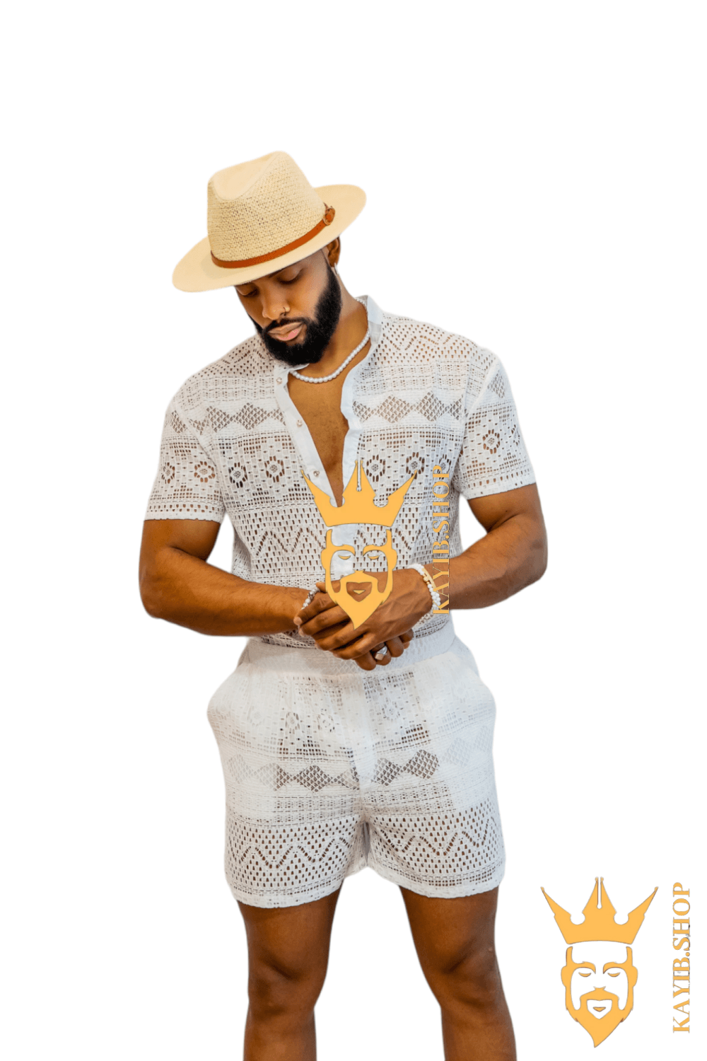 Luxurious Men's White Shirt and Shorts Set - Elevate Your Summer Style - Perfect for Any Occasion - kayibstrore