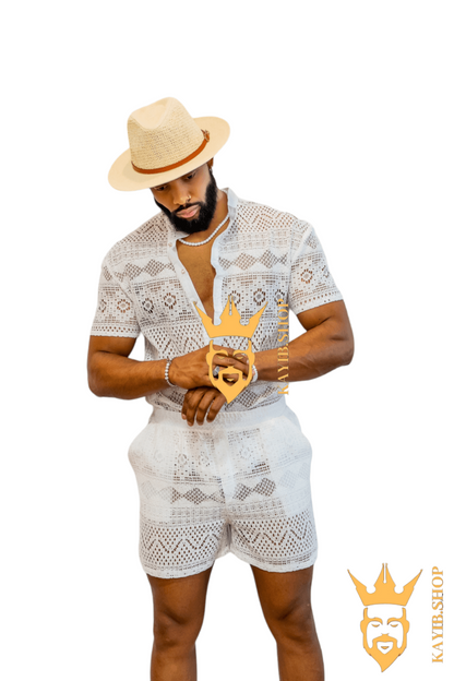 Luxurious Men's White Shirt and Shorts Set - Elevate Your Summer Style - Perfect for Any Occasion - kayibstrore