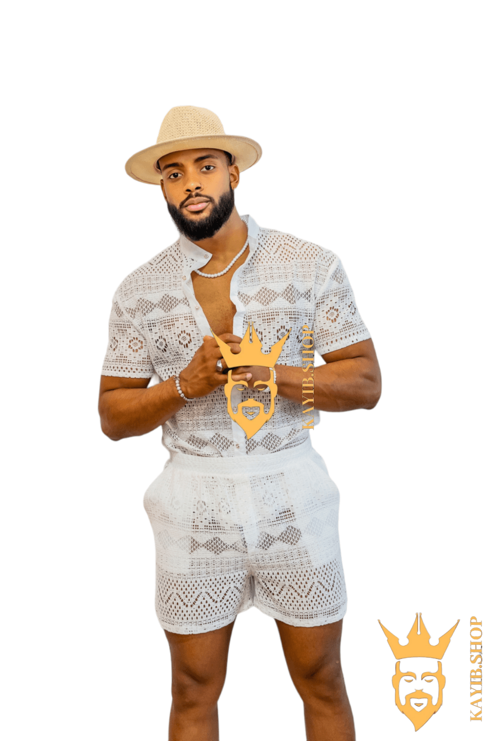 Luxurious Men's White Shirt and Shorts Set - Elevate Your Summer Style - Perfect for Any Occasion - kayibstrore