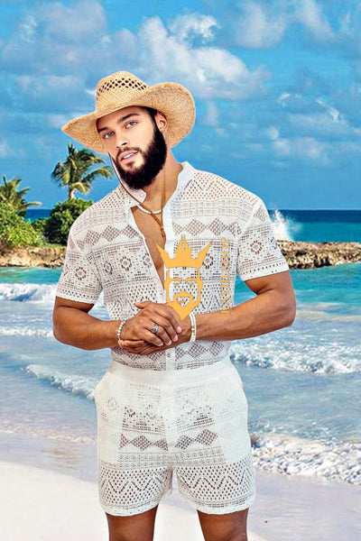 Summer Luxurious Men's White Shirt and Shorts Set - Elevate Your Summer Style - Perfect for Any Occasion - kayibstrore