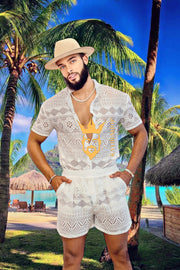 Summer Luxurious Men's White Shirt and Shorts Set - Elevate Your Summer Style - Perfect for Any Occasion - kayibstrore
