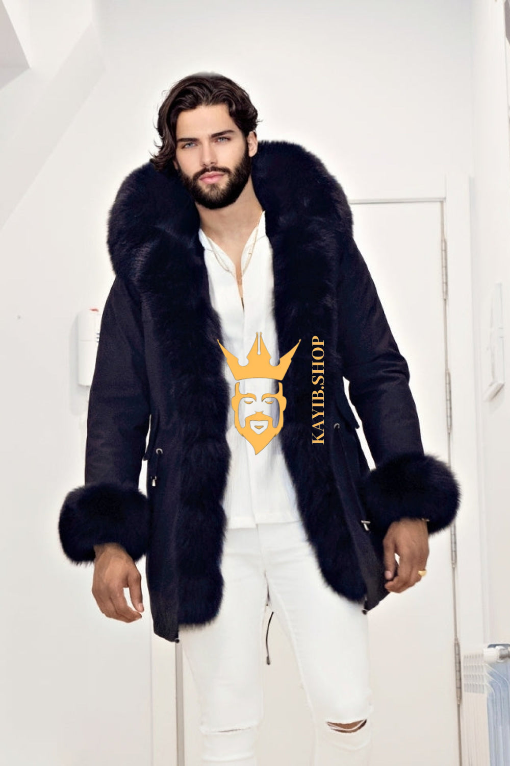 The Ultimate Men's Black Fox Fur Parka: Luxurious Style and Versatility - kayibstrore